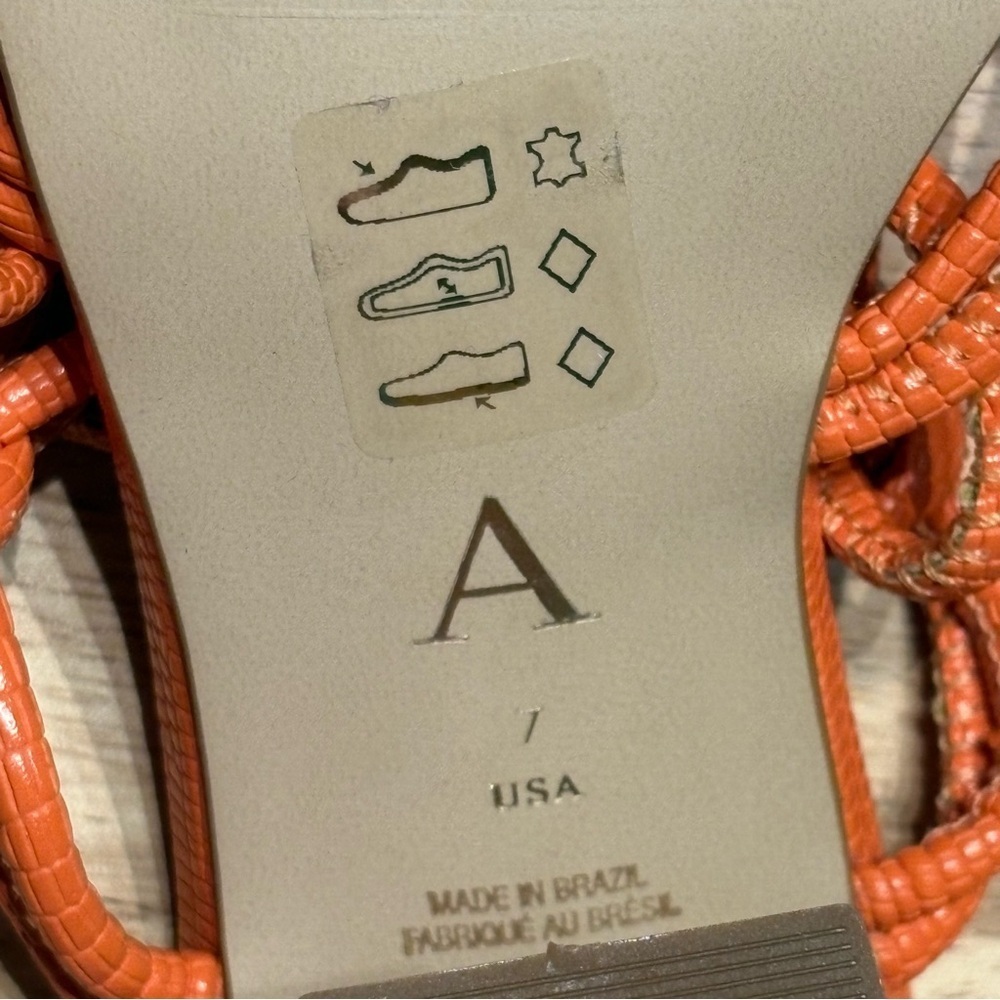 Anthropologie Strappy Heeled Sandals Orange Size 7 EUC - Picture 8 of 9